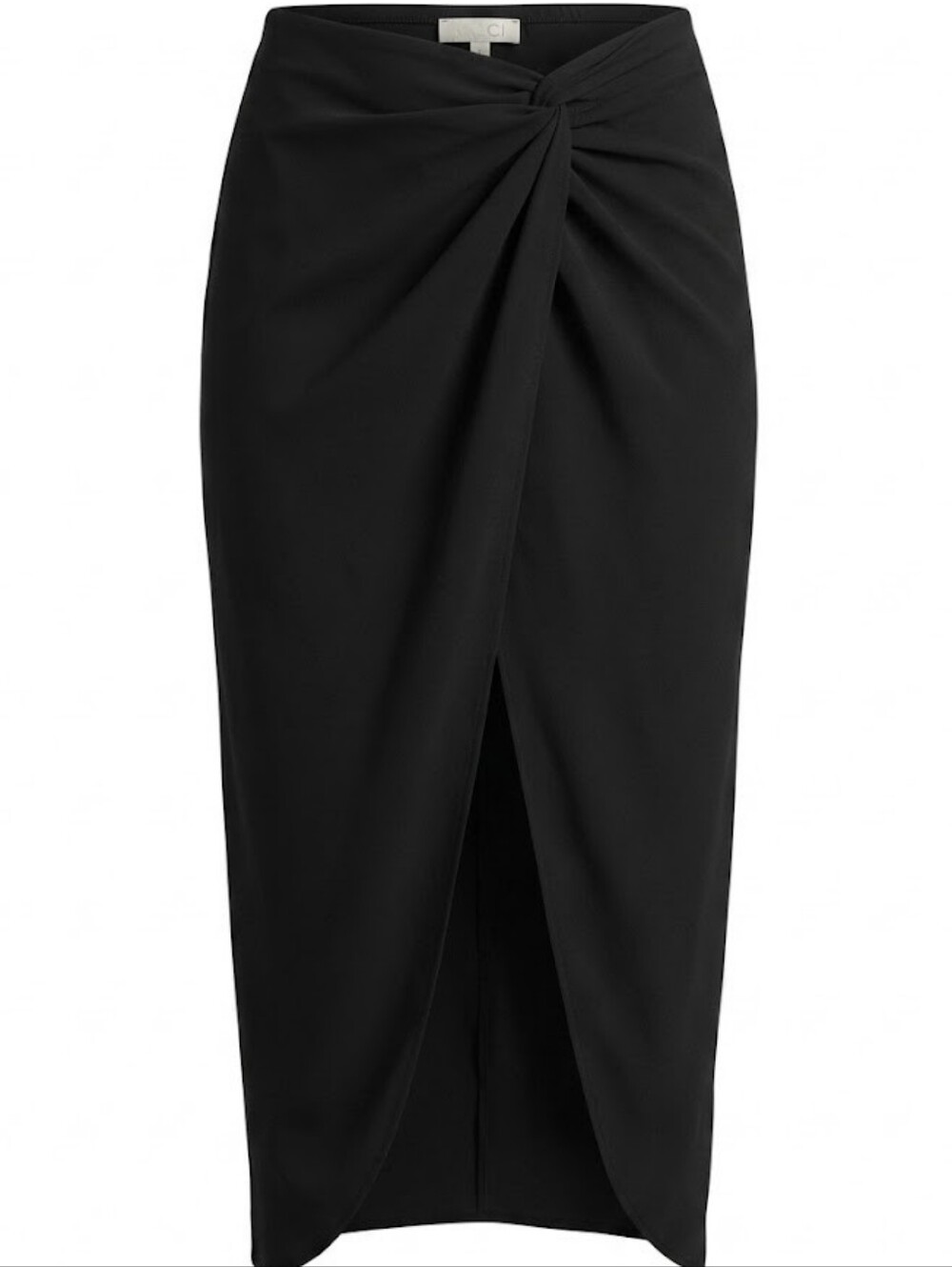 l*space Black Twist-Front Midi Slip Skirt
